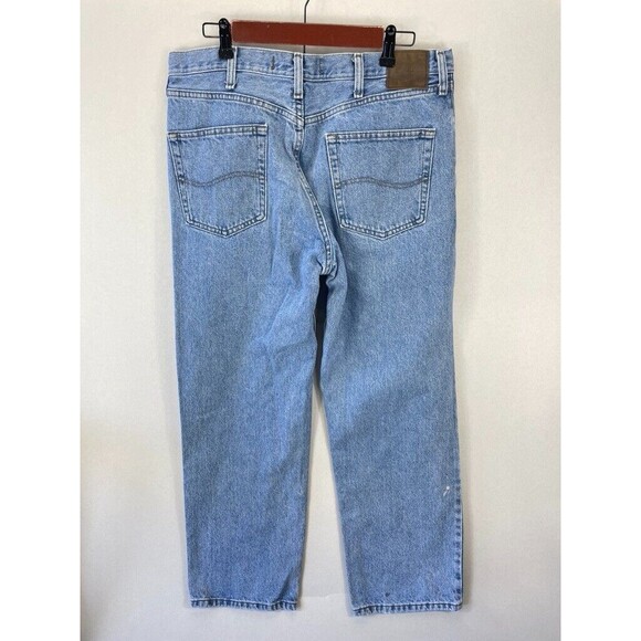Lee Men's Size 36x30 Blue Relaxed Fit Straight Medium Wash Denim Jeans 2055516 - Picture 7 of 12